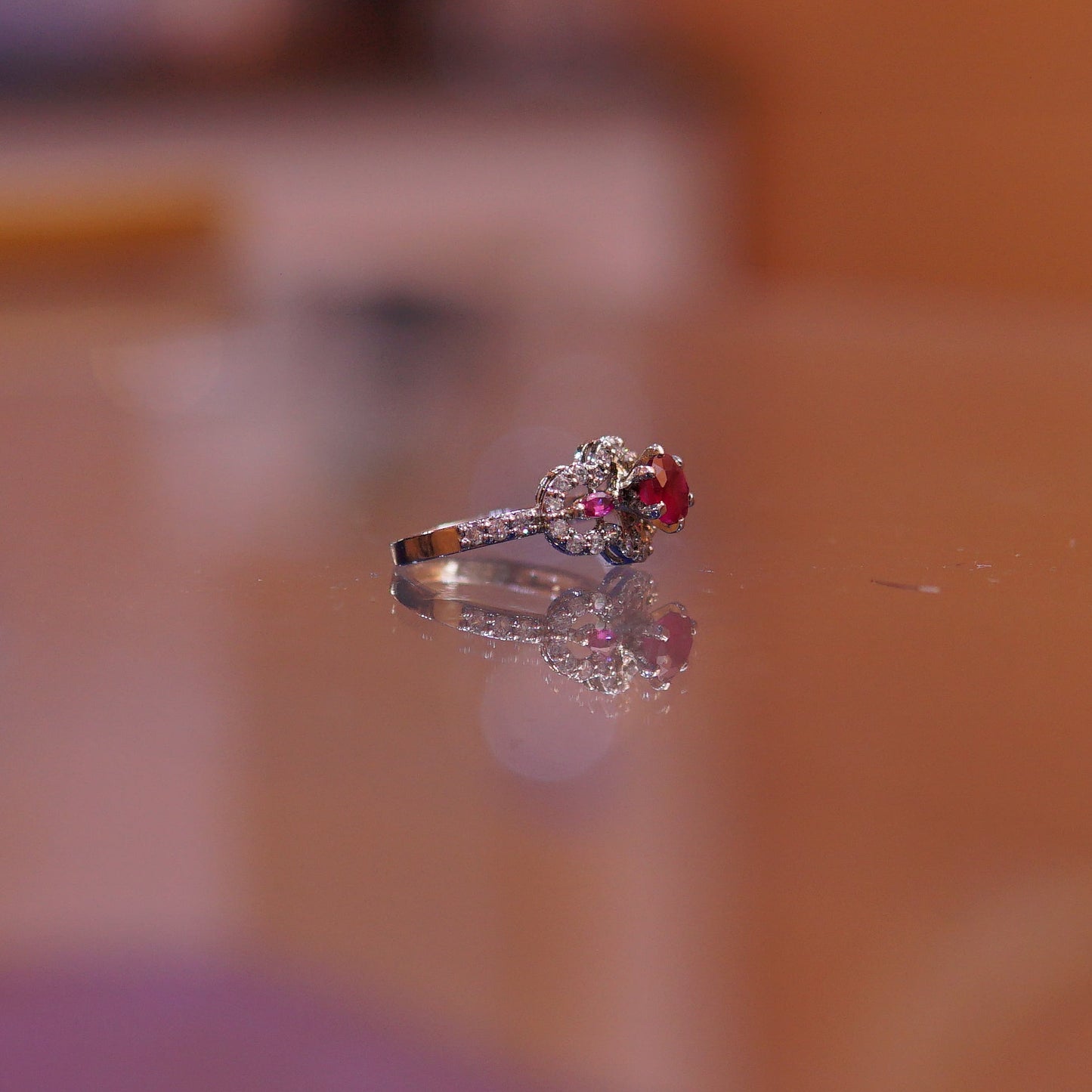 The Crimson Petal Halo Ring