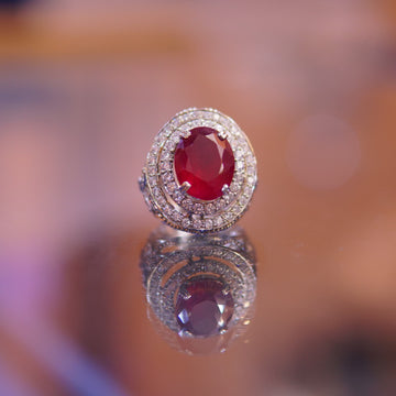 The Crimson Empress – 925 Sterling Silver Grand Oval Ruby Statement Ring