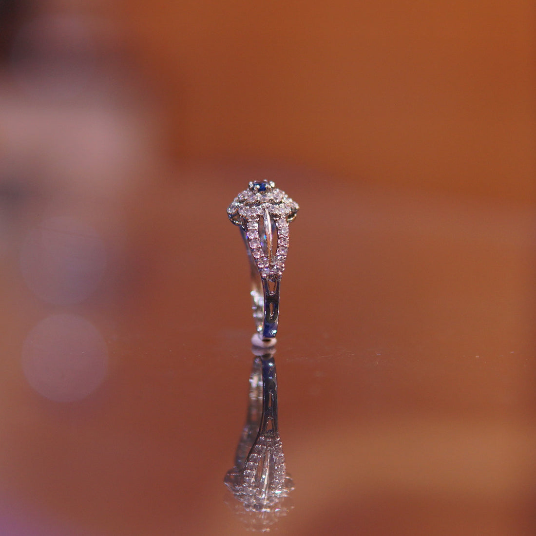 The Azure Marquise Halo – 925 Sterling Silver Sapphire & Split-Shank Statement Ring