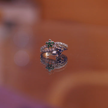 The Enchanted Meadow Bypass – 925 Sterling Silver Multi-Gemstone Floral Wrap Ring