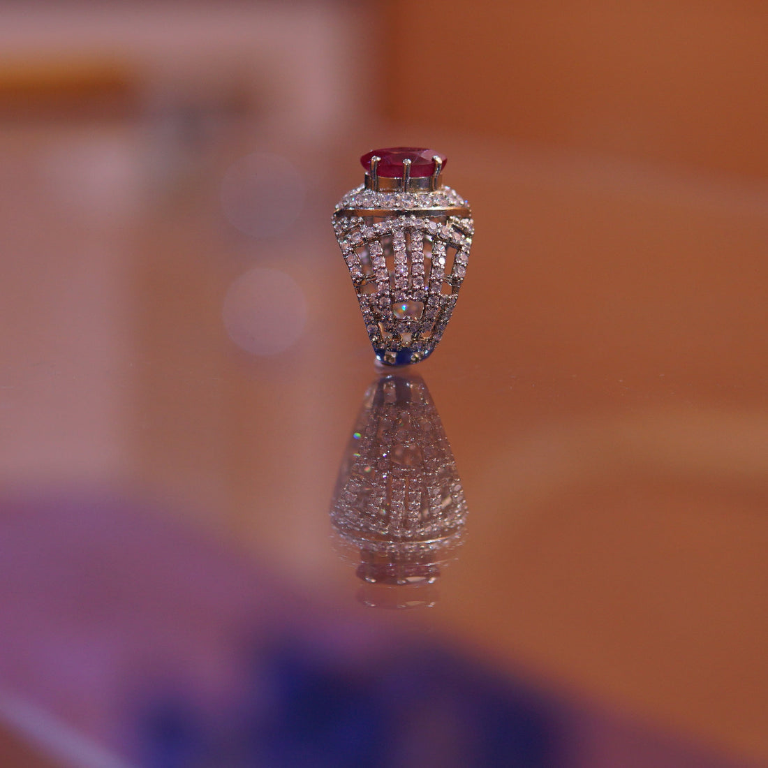 The Crimson Empress Tiered Band – 925 Sterling Silver Ruby Statement Ring