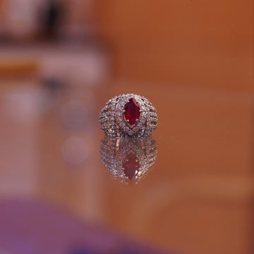 The Crimson Empress Tiered Band – 925 Sterling Silver Ruby Statement Ring