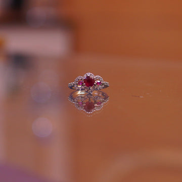 The Crimson Petal Halo Ring
