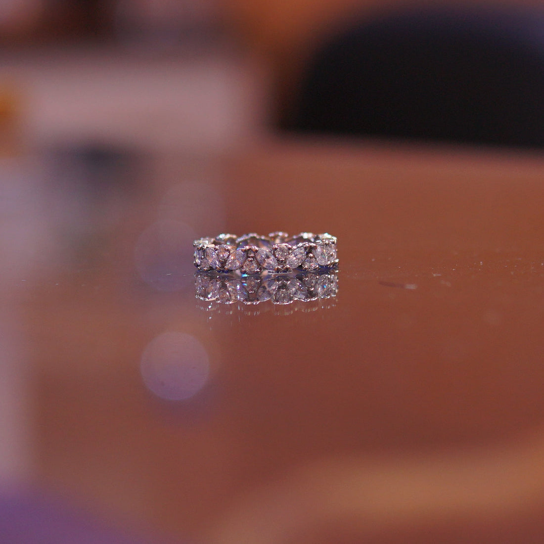 The Lumina Symphony Eternity Band – 925 Sterling Silver Mixed-Cut Ring